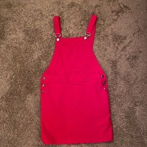 Red jean jumper dress
